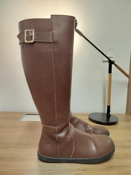 Shapen barefoot vysoké čižmy glam brown vegan, 38
