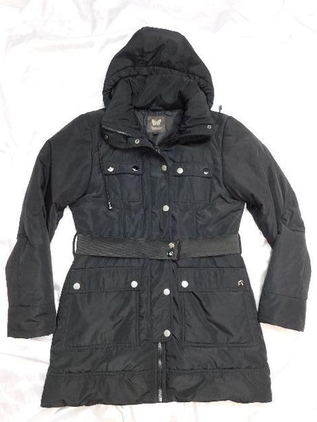 Luxusna zimna predlzena bunda s odonimatelnou kapu, 38