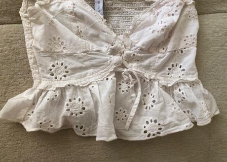 Biela madeirová crop blúzka s/36, amisu,s