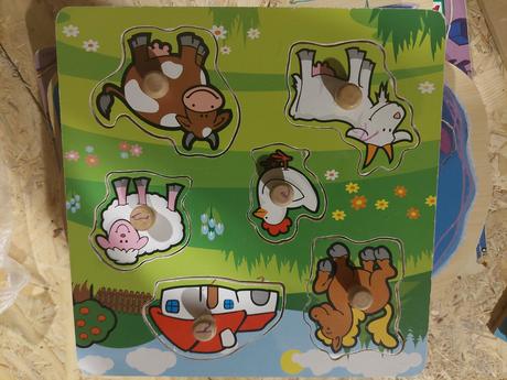 Drevené hracky 6 roznych ks vkladacky puzzle, 