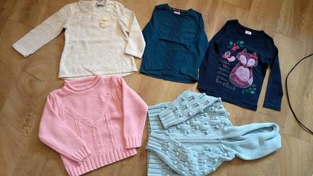 2xpletene mikiny+3x tricka s dlhym rukavom, next,104