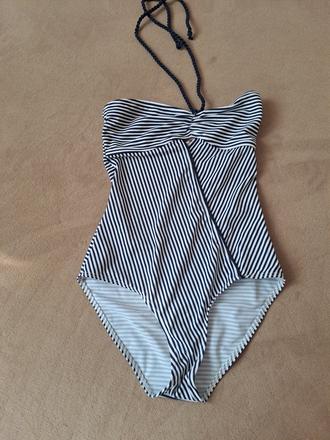 Pruhovane modrobiele plavky cele c.36, xs