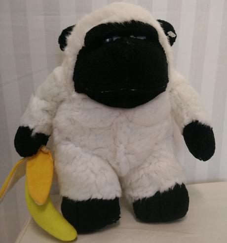Plyšová bielo čierna opica s banáno mac toys 23 cm, 