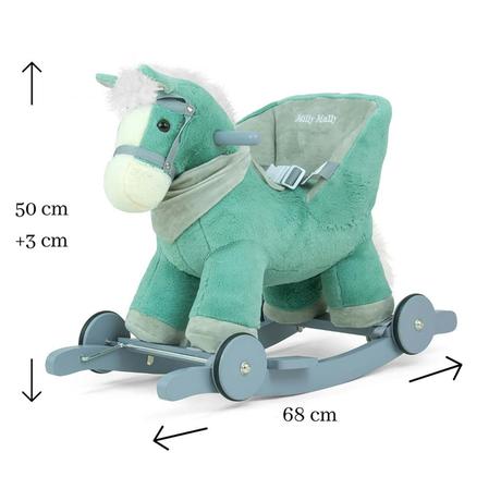 Hojdací koník s melódiou kolieskami mätový,