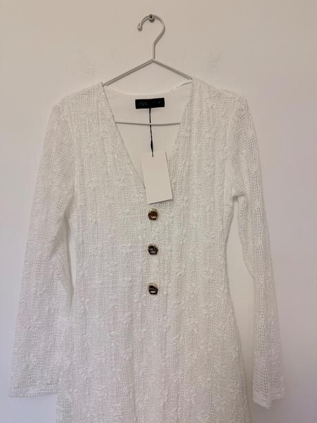 Zara ..biele hackovane saty..nove s visackou, zara,s