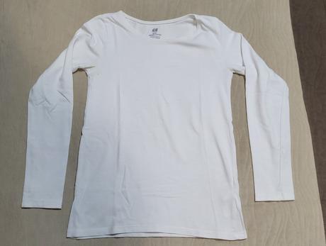 Biele tričko dlhý rukáv velk. 134/140, h&m,134