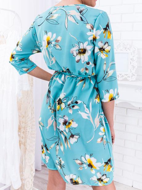 Tyrkysové kvetované šaty uni, 