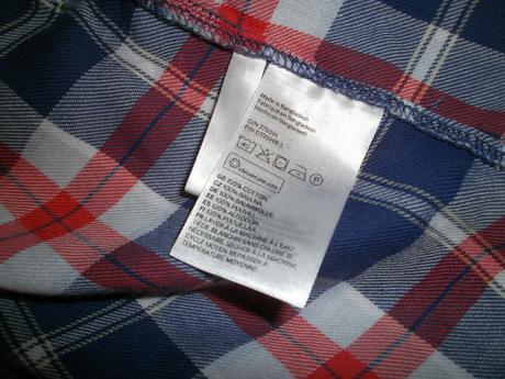 Károvaná flanelová košeľa m/l vzadu dlhšia, h&m,m