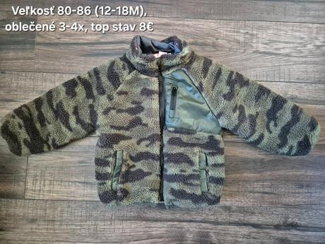 Army maskáčová plyšová/flysová mikinka/bunda, 80