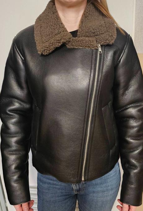 Koženková zimná bunda xs, h&m,xs