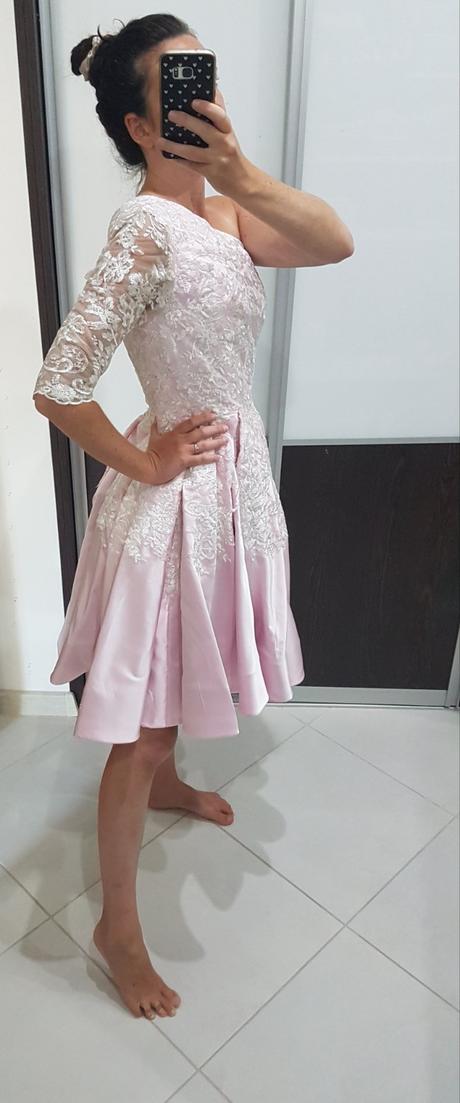 Spoločenské šaty staroružové s čipkou s/36, 36 / s