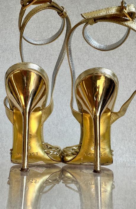 Escada zlaté sandálky na vysokom opätku, 36