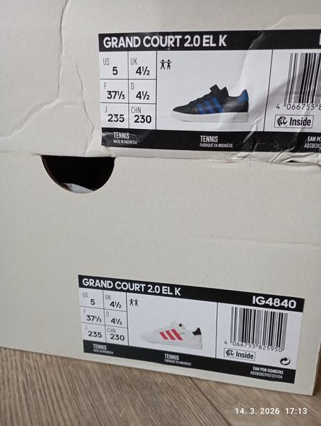 Tenisky biele + modré (už s poštovným), adidas,37