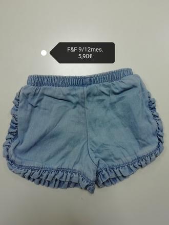 Bavlnené rifľové kraťasy s volánikmi, f&f,80