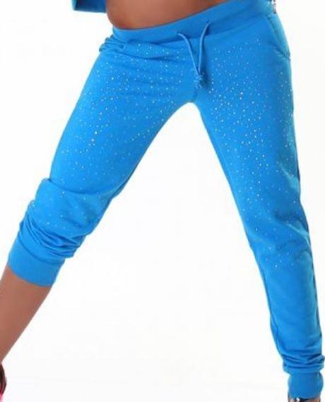 Tyrkysové tepláky s kamienkami-m/l, m