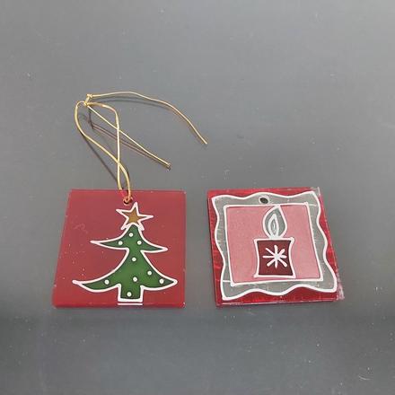 Sklené retro vianočné ozdoby 2ks ručne maľované, 