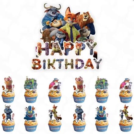 Tortový zápich zootropolis (13ks) - skladom,tz-164,