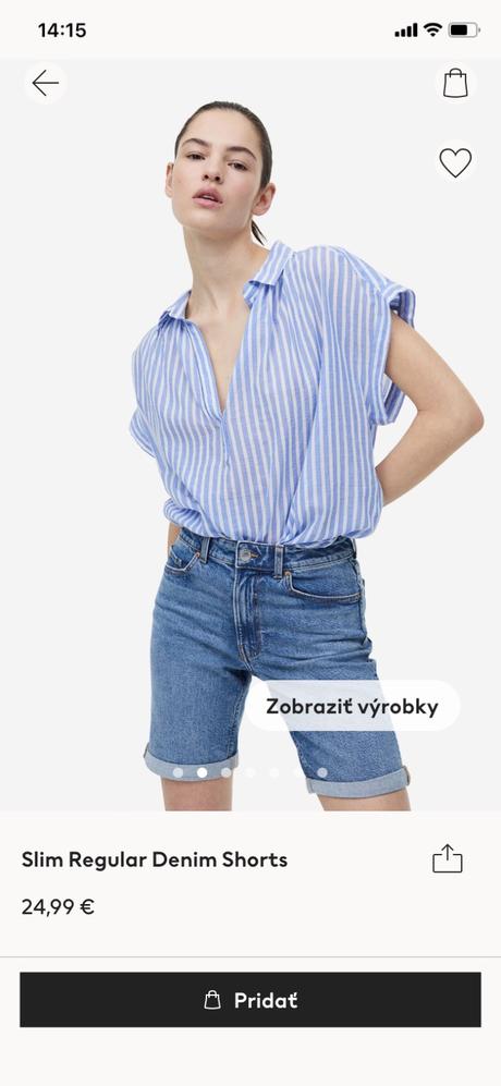 Šortky slim regular denim, h&m,34