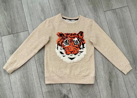 Glitrová tigrová mikina 122/228, h&m,128