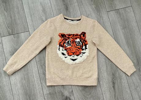 Glitrová tigrová mikina 122/228, h&m,128