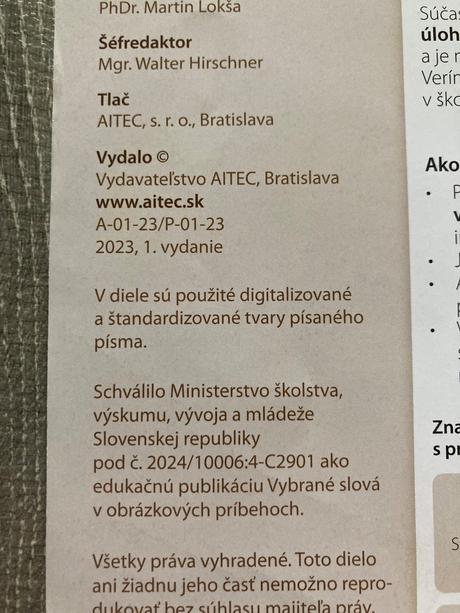 Vybrané slová v obrázkových príbehoch, 