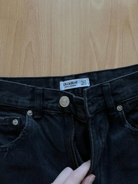 Čierne high-waist nohavice pull&bear, pull&bear,34