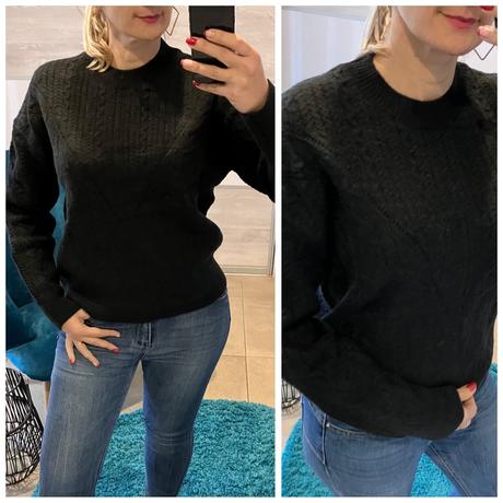 Sveter zo vzorovaného úpletu čierny (uni), l / m / s / xl