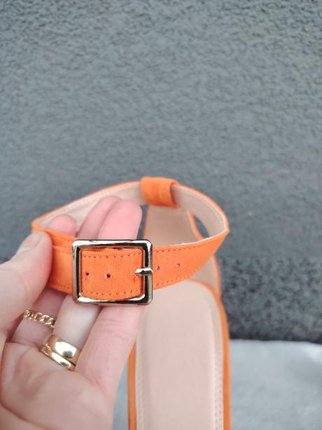 Letné oranžové sandálky na podpätku, mohito,40