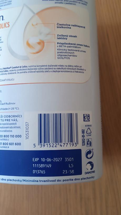 Dojčenské mlieko nutrilon comfort colics 1, 