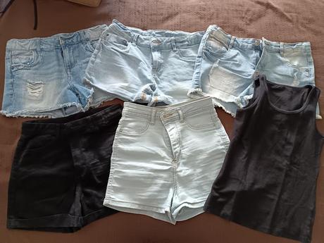 Dievčenské riflové kraťasy + tielko, 158 / 164
