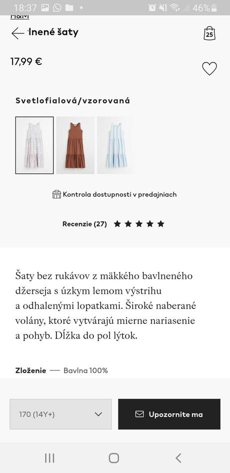 Letné šaty, h&m,170