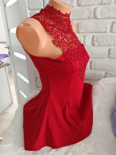 Uzasny peplum top s krajkou s,m sadne, m