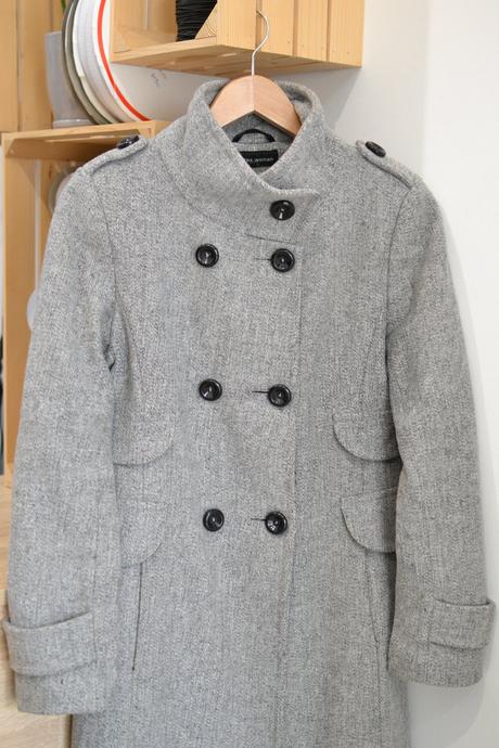 Sivý kabát áčkového strihu 38, 38