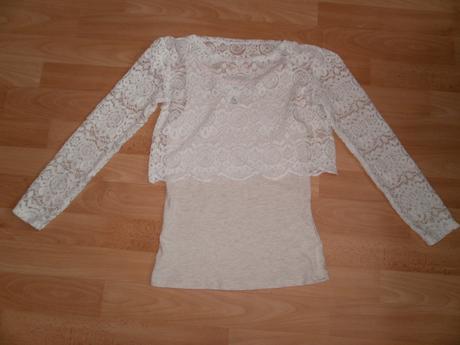 Čipkovaný top s efektom 2 v 1 146/152, h&m,146