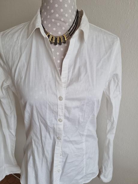 Biela bkuzka s pasikmi hm 38, h&m,38