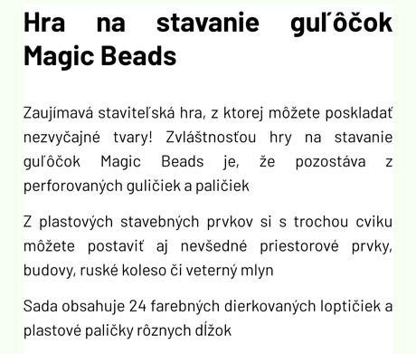Stavebnica magic beads, 