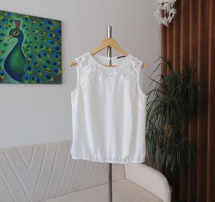 Elegantná biela blúzka s čipkou, orsay,40