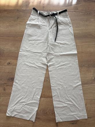 Ľanové nohavice s opaskom, stradivarius,34