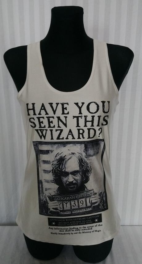 Elastický čiernobiely top s motívom azkaban, s/m, m