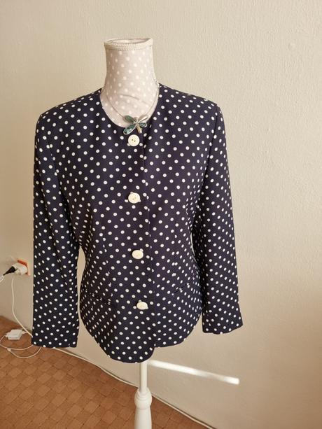 Modro-biele bodkované sako veľ. 40, 40