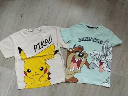 Tričká s potlačou 2 kusy, h&m,104