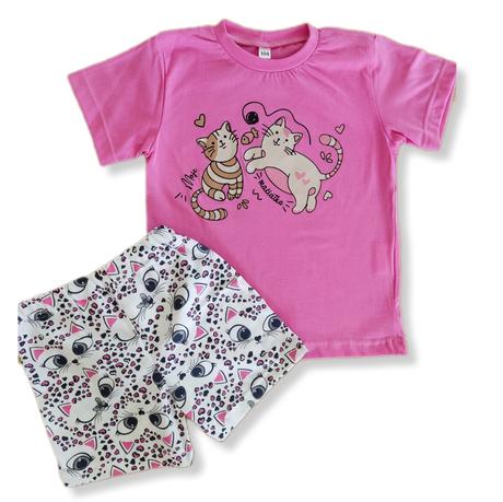 Pyžamo krátke mačičky, 92 - 128