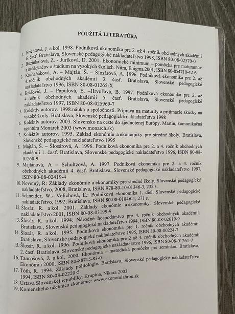 Ekonómia požiadavky na príjmacie skúšky, 