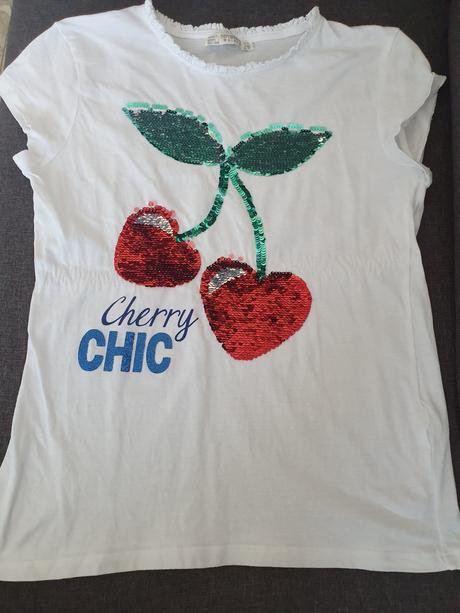 Biele tričko s premieňacími flitrami, terranova,152