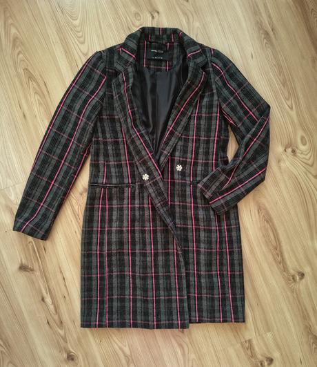 Károvaný kabát s prímesou vlny, sinsay,m