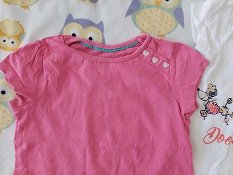 2ks letné tričká "ružové + pudlíci" veľ.98, nutmeg,98