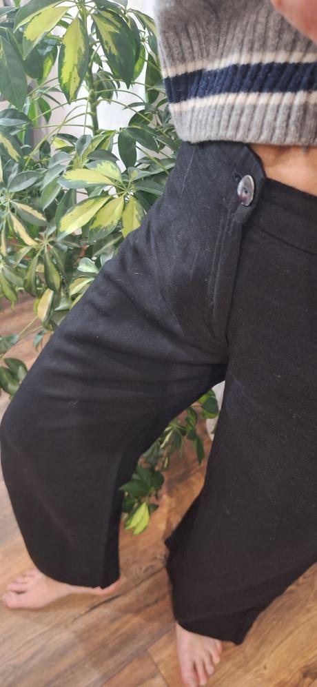 Ľanové čierne šioké nohavice h&m vel 36, h&m,36