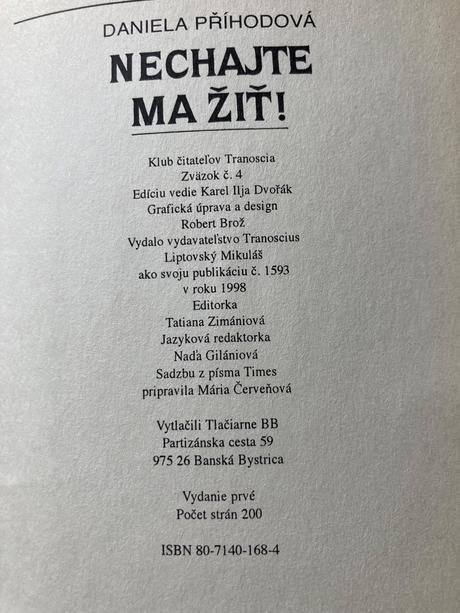 Nechajte ma žiť-prvé vydanie 1998,