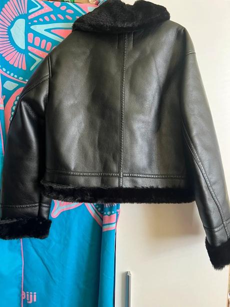 Čierna zimná kožená bunda bershka, bershka,m