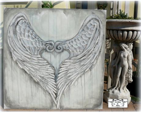 "strážne krídla-vintage" maľba, 